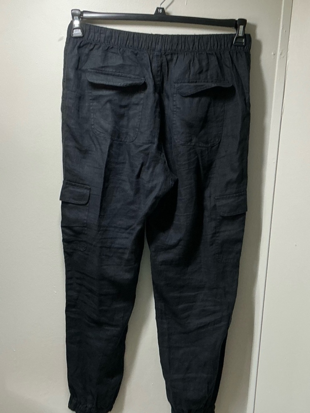 Nicole Miller linen Black ankle balloon Cargo beach Pants - Picture 5 of 12